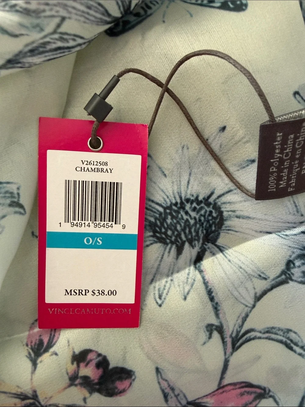 Blue Floral Silk Scarf -